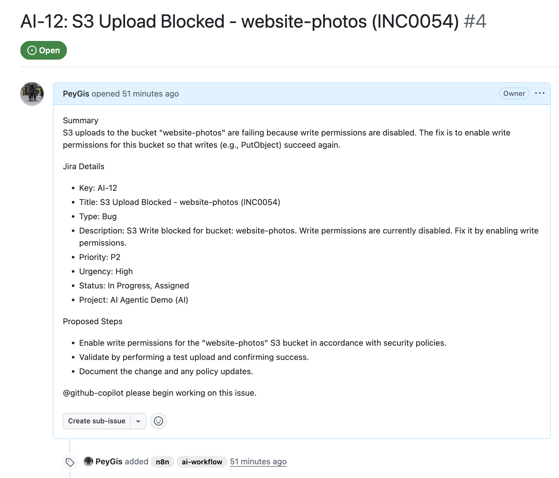 example github issue assignment